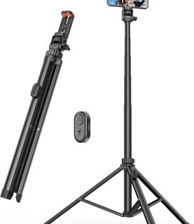 71'' Phone Tripod & Selfie Stick, Tripod for iPhone with Detachable Remote, Portable Phone Tripod Stand for Video Recording, Travel Tripod for Cell Phone, Compatible with Smartphones, DSLR