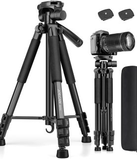 JOILCAN Tripod for Camera, 67" Heavy Duty Camera Tripod, Phone Tripods for Video Recording Photo Vlog, Aluminum Tripods with Holder & Travel Bag for Cameras DSLR iPhone Projector Laser