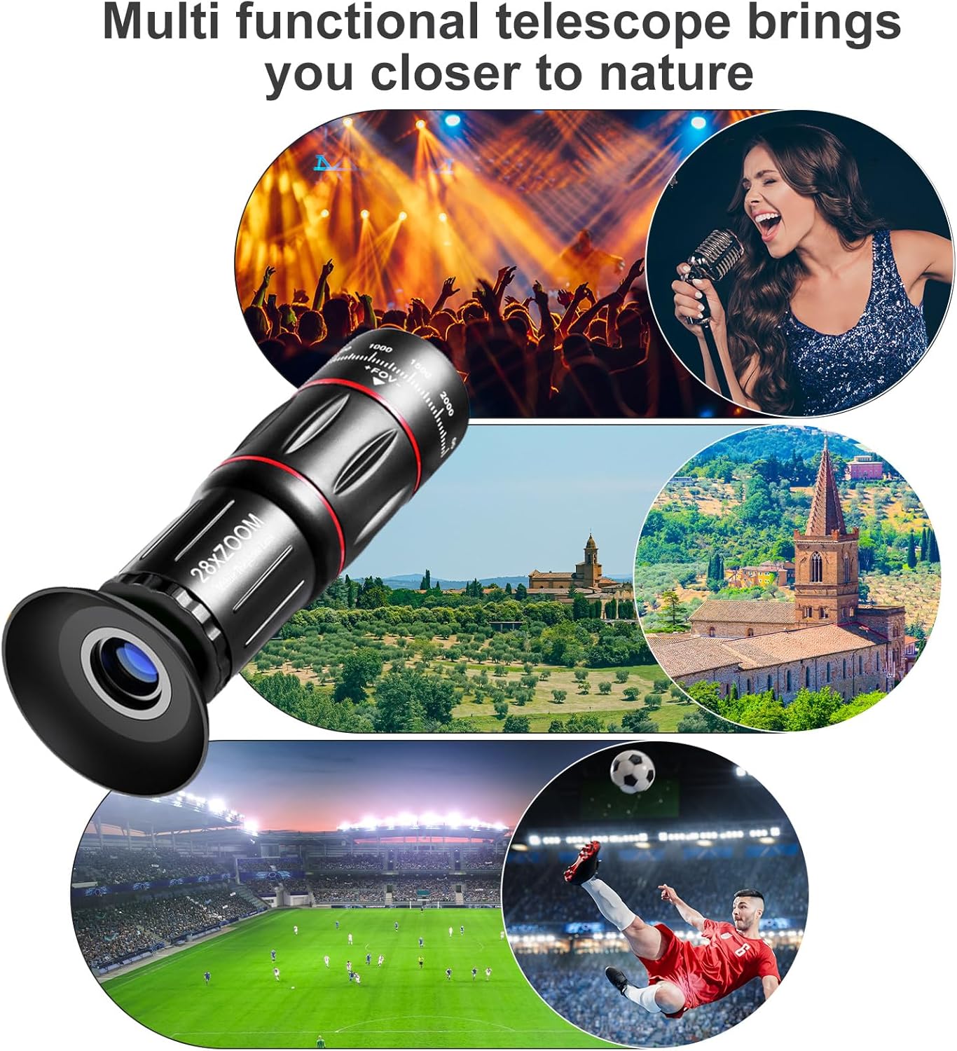Phone Camera Lens Kit 28X Telephoto Lens for iPhone with E-Clip and Tripod, Suitable for Most Smartphones (Black) - Image 4
