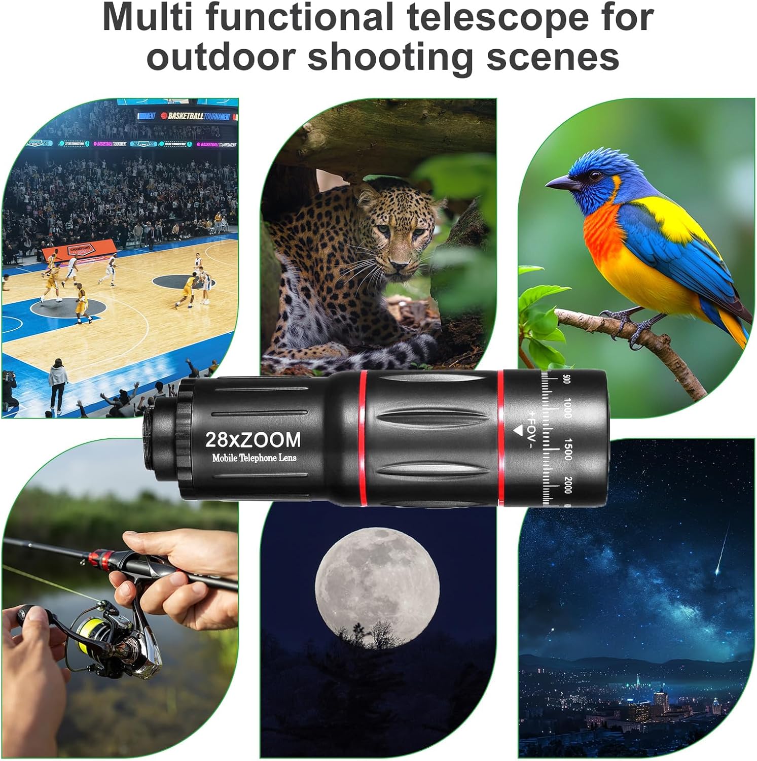 Phone Camera Lens Kit 28X Telephoto Lens for iPhone with E-Clip and Tripod, Suitable for Most Smartphones (Black) - Image 5